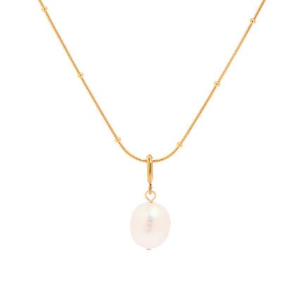 Fresh Stainless Steel Necklace Non-Fading Simple Chain Natural Pearl Pendant Necklace Trendy Jewelry
