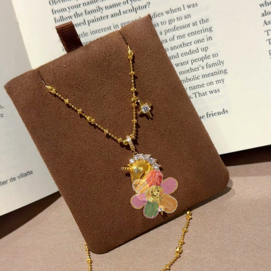 Pure Silver S925 Brushed Craft Unicorn Fairy Chain Light Luxury Niche Design High-end Versatile Collarbone Chain Necklace