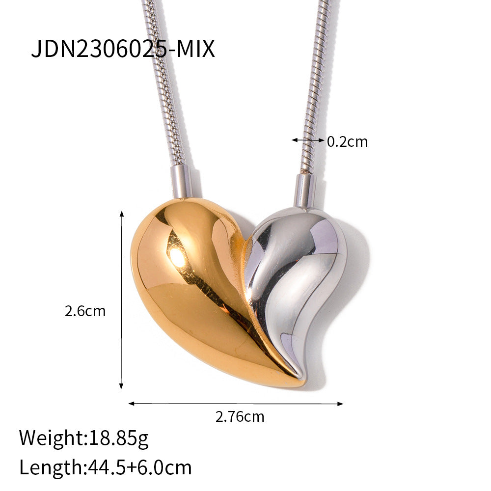 Stainless Steel Heart Pendant Necklace High-End Collarbone Chain Titanium Steel Jewelry Necklace
