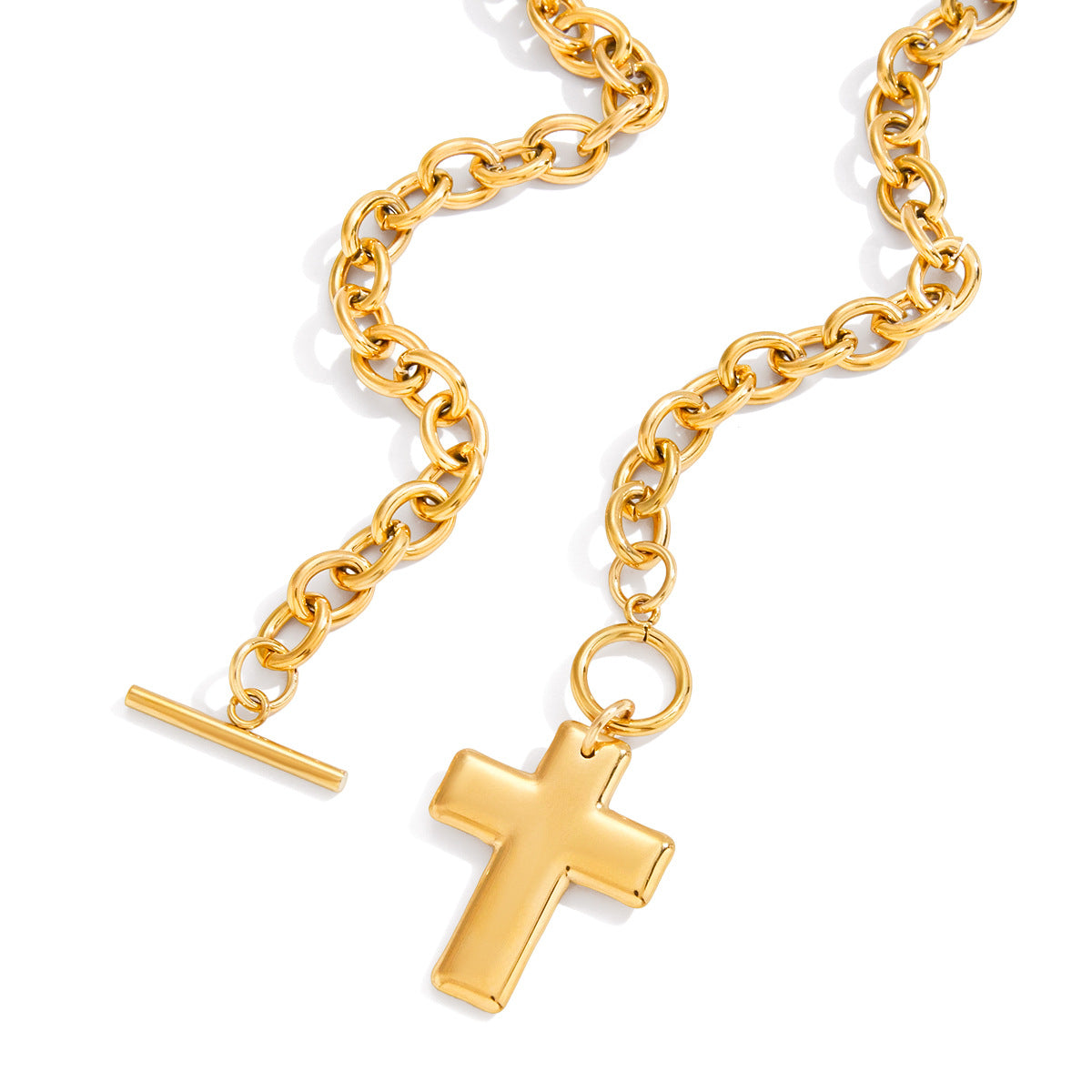 Titanium Steel Cross Necklace Light Luxury High-end OT Buckle Clavicle Chain Non-fading Stainless Steel Jewelry for Women