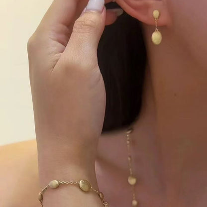 S925 Sterling Silver Brushed Craft Small Pea Earrings Ear Pendant Light Luxury Simple Versatile Design