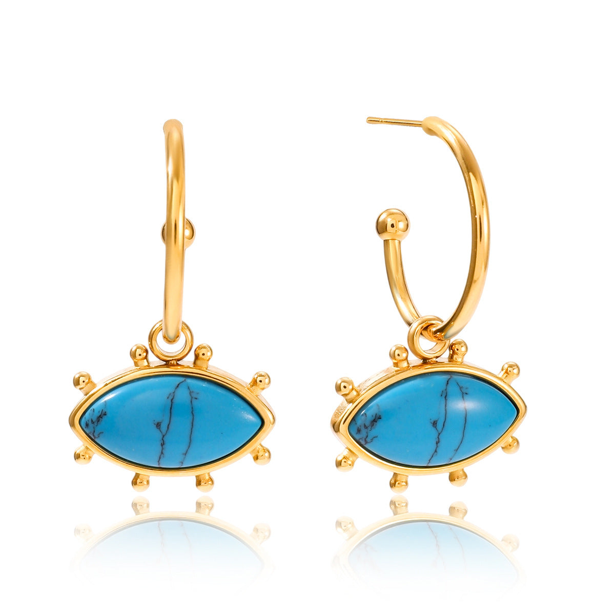 Devil's Eye Titanium Steel Necklace High-end Turquoise Earrings Non-fading Jewelry for Women Stainless Steel Accessories