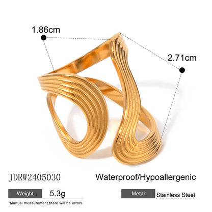 Stainless Steel Gold Exaggerated Ring High-End Ins Style Ring Jewelry Titanium Steel Rings Hand Accessories