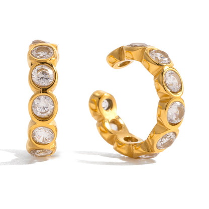 Titanium Steel Zircon Earrings Light Luxury High-end Ear Clips Non-fading Stud Earrings Stainless Steel Jewelry for Women