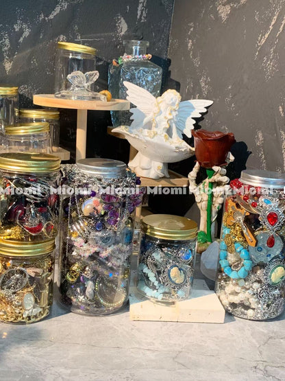 【No custom！plastic jar(already packaged)】 mystery jewelry jar Whimsical fairy tale style, vintage, gothic, fairy, witch, mermaid,  silver,  gold mystery jewelry jar