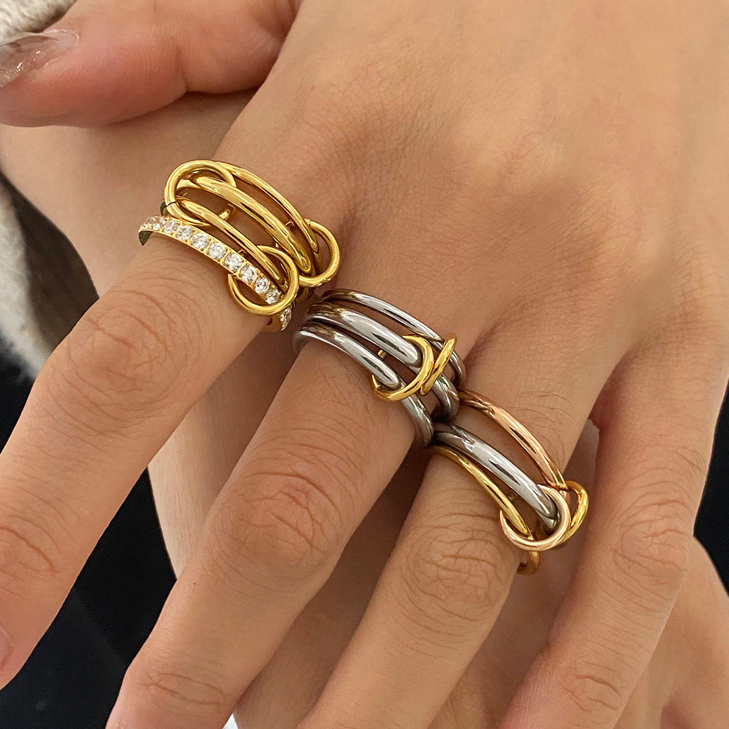 Stainless Steel Layered Plain Ring High-End Personality Ring Titanium Steel Hand Jewelry Rings