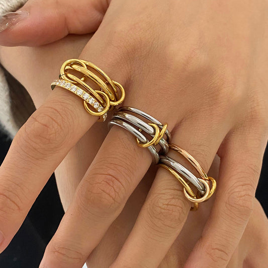 Stainless Steel Layered Plain Ring High-End Personality Ring Titanium Steel Hand Jewelry Rings