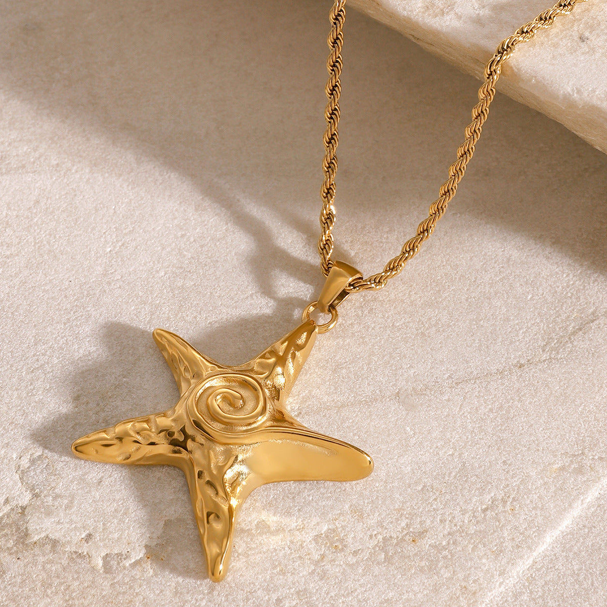 Stainless Steel Starfish Pendant Necklace High-End Ins Collarbone Chain Titanium Steel Ocean Jewelry