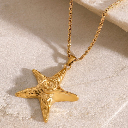 Stainless Steel Starfish Pendant Necklace High-End Ins Collarbone Chain Titanium Steel Ocean Jewelry