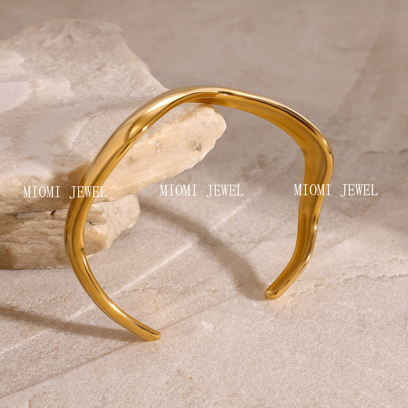 Jewelry Stainless Steel Plain Circle Bracelet High-End Ins Open Bracelet 18k Gold Titanium Steel Hand Accessory