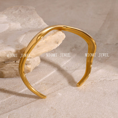 Jewelry Stainless Steel Plain Circle Bracelet High-End Ins Open Bracelet 18k Gold Titanium Steel Hand Accessory