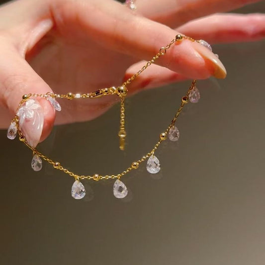 High Carbon Diamond Silver Water Drop Bracelet High-end Simple Fresh Sweet Fairy Water Drop Bracelet