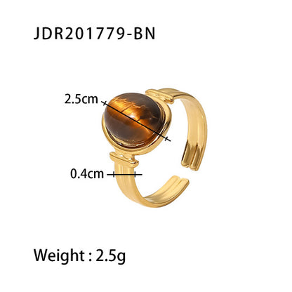 Tiger Eye Stone Ring Niche High-End Feel Hand Jewelry Titanium Steel Non-Fading Women's Ring
