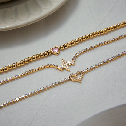 Heart Stainless Steel Zircon Bracelet Light Luxury High-End Jewelry Non-Fading Titanium Steel Accessories for Women