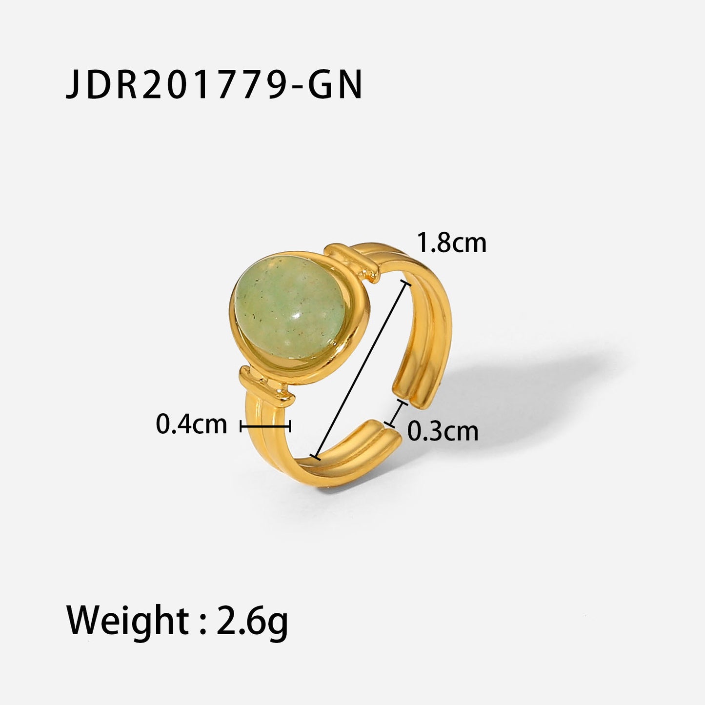 INS Style Internet Celebrity Jewelry 18K Gold Stainless Steel Inlaid Green Zircon Ring Women's Fashion Versatile Ring