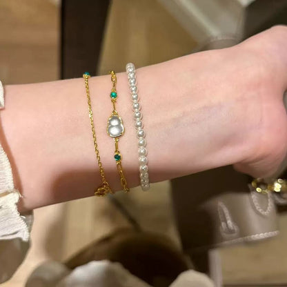 Pure Silver S925 Natural Water Foam Jade Gourd Double Layer Bracelet Exquisite Simple Light Luxury Niche Fashion High-end Sense Jewelry