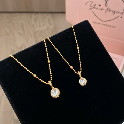 Pure Silver S925 Natural Water Foam Jade Small Drop Pendant Necklace Light Luxury High-end Niche Simple Commuting Versatile