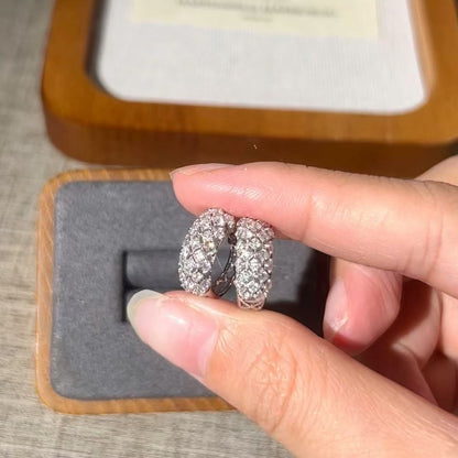 Pure Silver S925 New Fashion Sparkling Full Diamond Ear Cuff Light Luxury Exquisite Niche Design High-end Elegant Earrings