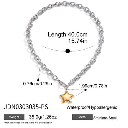 Five-Pointed Star Stainless Steel Necklace Light Luxury Niche Jewelry for Women High-End Titanium Steel Bracelet Accessories