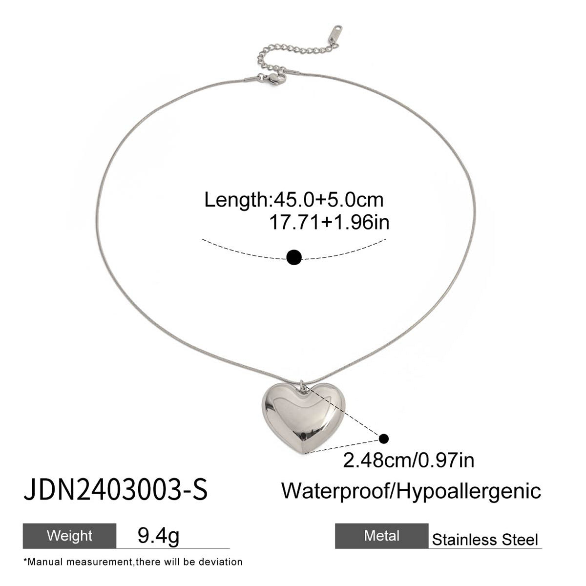 Titanium Steel Heart Necklace Accessories for Women, Light Luxury High-End Clavicle Chain, Stainless Steel Jewelry for Women, Non-Fading