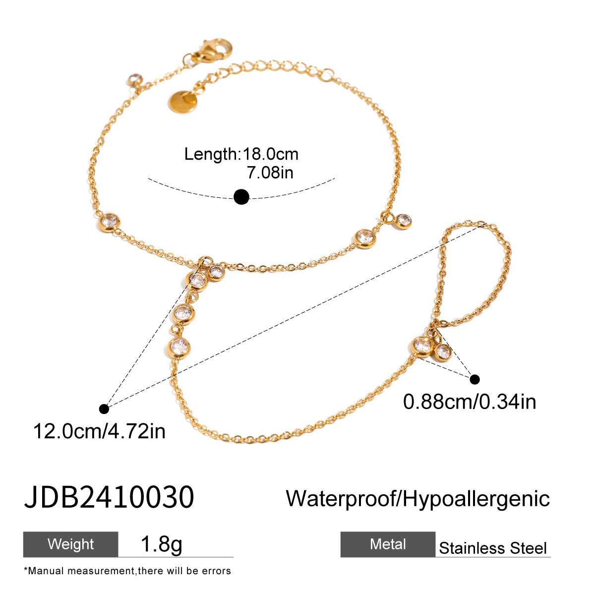 Stainless Steel Zircon Pearl Interlocking Bracelet Light Luxury High-end Feel Titanium Steel Non-fading Jewelry