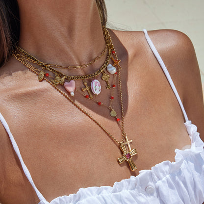 Stainless Steel Ceramic Heart Necklace Light Luxury High-End Clavicle Chain Non-Fading Titanium Steel Jewelry