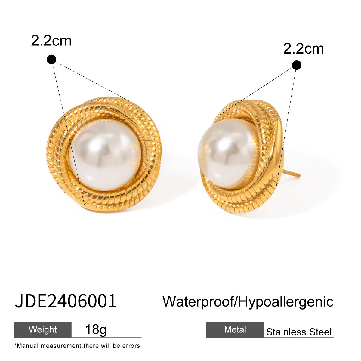 Jewelry Stainless Steel Pearl Stud Earrings High-End Ins Style Earrings Titanium Steel Ear Accessories