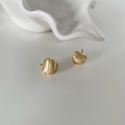 Pure Silver S925 Brushed Craft Apple Earrings Simple Fashion Niche High-end Exquisite Versatile