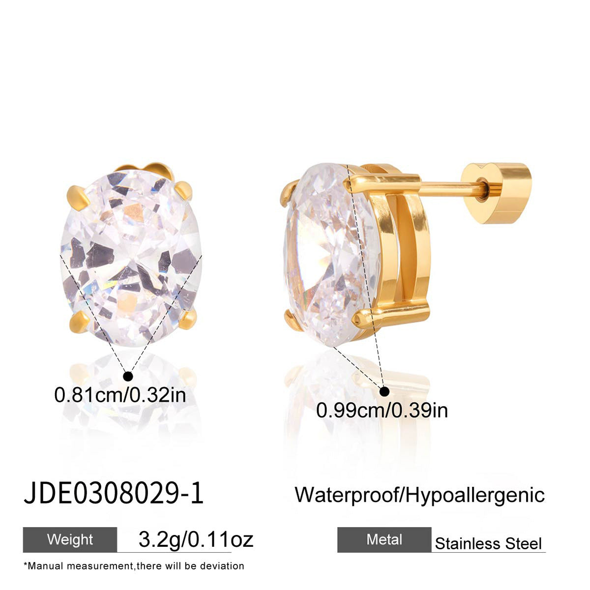 Titanium Steel Zircon Earrings Niche Simple Earrings Non-Fading 18k Gold Stainless Steel Jewelry High-End Feel