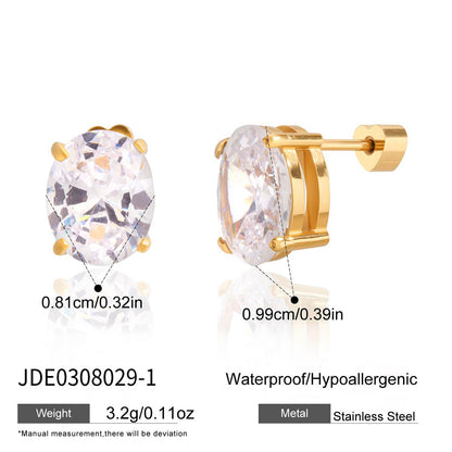 Titanium Steel Zircon Earrings Niche Simple Earrings Non-Fading 18k Gold Stainless Steel Jewelry High-End Feel