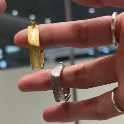 S925 Sterling Silver Brushed Square Earrings Niche Simple Exquisite High-end Elegant European and American Fashion Earrings Studs