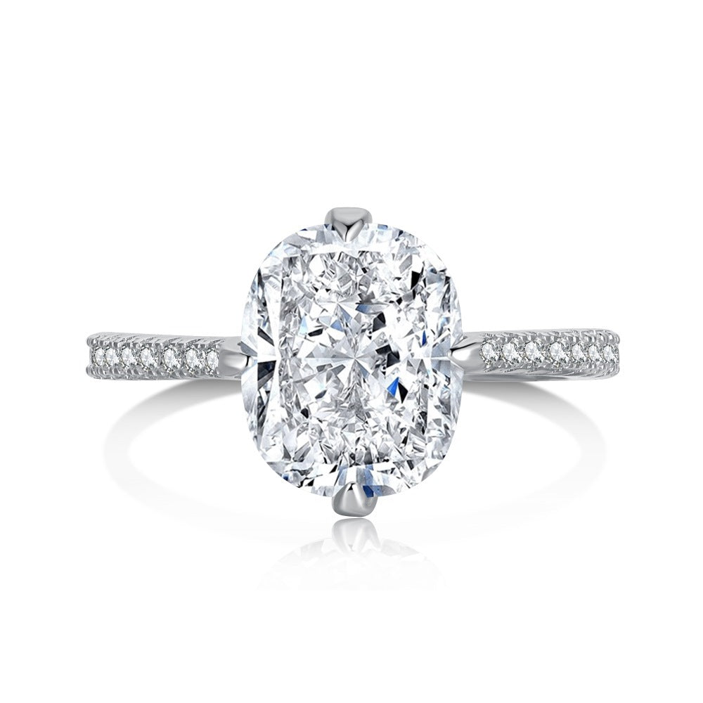 High Carbon Diamond Ring for Women S925 Sterling Silver Zircon Ring Colored Gemstone Ring Wholesale TikTok Cross-Border Live Streaming
