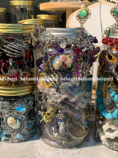【No custom！plastic jar(already packaged)】 mystery jewelry jar Whimsical fairy tale style, vintage, gothic, fairy, witch, mermaid,  silver,  gold mystery jewelry jar