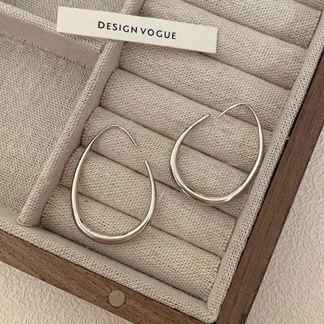 Korean Version 925 Sterling Silver Minimalist Style Circle Water Drop Earrings Women's Fashion Exaggerated Large Hoop Earrings