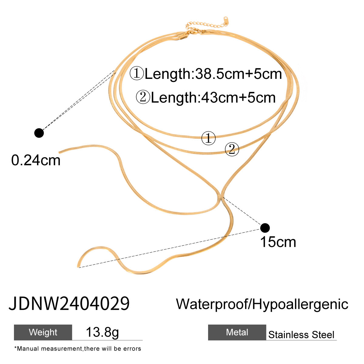 Stainless Steel Chain Y-Chain Light Luxury High-End Necklace Titanium Steel Long Necklace Autumn Winter Sweater Chain