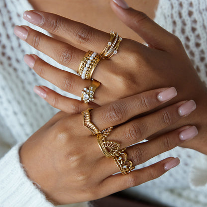 Zircon Titanium Steel Ring Non-Fading Lace Finger Ring Hand Jewelry Stainless Steel Accessories for Women High-End Feel Ring