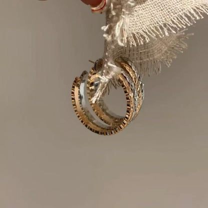 Pure Silver S925 Chanel Style Large Hoop Earrings High-end Shiny Hoop Minimalist Light Luxury Fashion Earrings