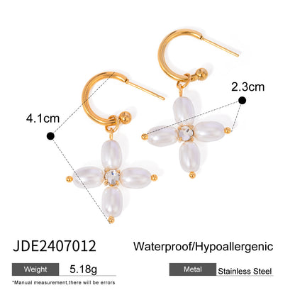 Jewelry Stainless Steel Pearl Necklace Cross Earrings High-end Ins Earrings Titanium Steel Earrings for Women