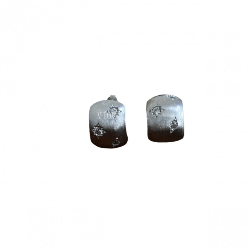 Cool and Elegant Star Earrings Matte Brushed Full S925 Sterling Silver Earrings Niche Simple High-end Jewelry