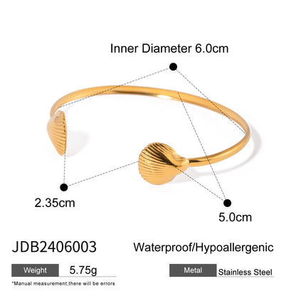 Fashion Starfish Shell Open Bracelet High-end Stainless Steel Metal Choker Niche Minimalist Neck Ring