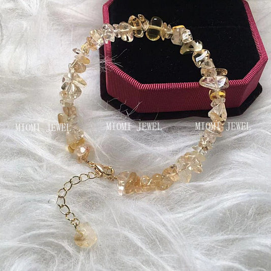 Meisa Crystal Yellow Crystal Crushed Stone Bracelet 14K Gold Plated Accessories Long-lasting Color Retention