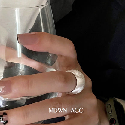 Korean Version 925 Sterling Silver Ring for Women, Ins Style, Cool and Minimalist Brushed Matte Silver, Simple Japanese and Korean Fashion Silver Jewelry