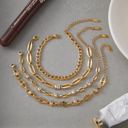 18k Titanium Steel Zircon Bracelet Niche Light Luxury Jewelry Non-Fading Stainless Steel Accessories for Women High-End Feel