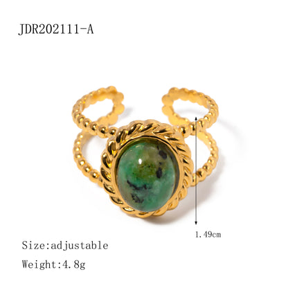 Blue Turquoise Ring Titanium Steel Non-Fading Jewelry Stainless Steel Bracelet Light Luxury High-End Accessories