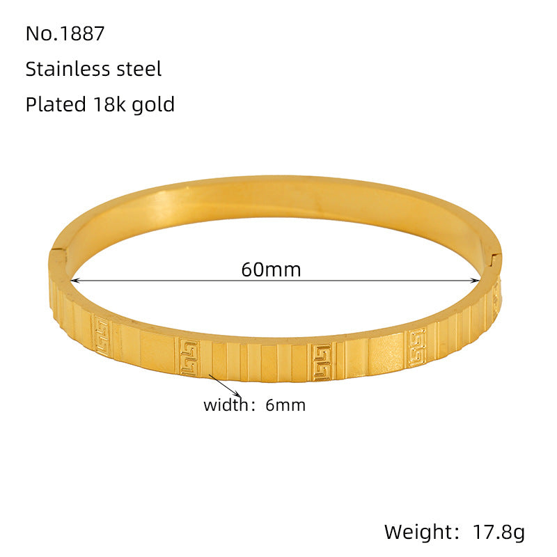 Hot-Selling Non-Fading Bracelet Titanium Steel Gold Wide Open Versatile Cuban Diamond-Studded Bracelet Factory Direct Sale