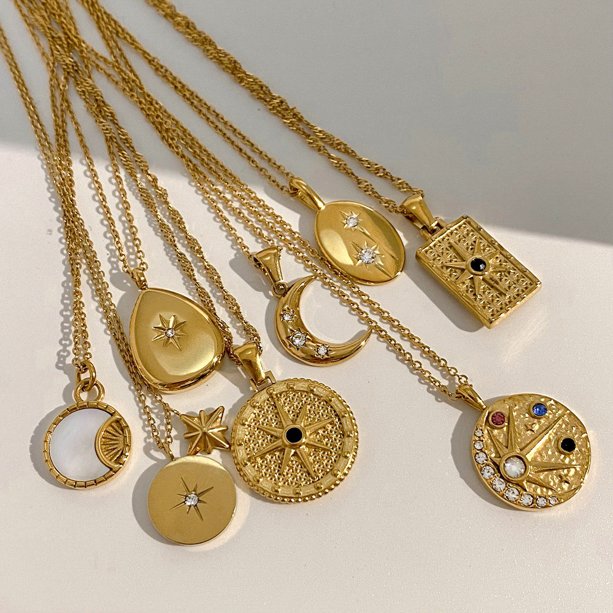 Jewelry Stainless Steel Eight-Pointed Star Zircon Necklace Pendant High-End Clavicle Chain Titanium Steel Necklace