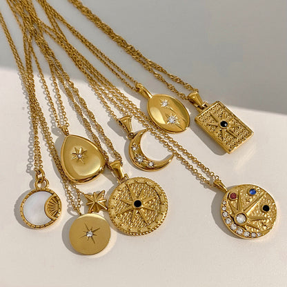 Jewelry Stainless Steel Eight-Pointed Star Zircon Necklace Pendant High-End Clavicle Chain Titanium Steel Necklace