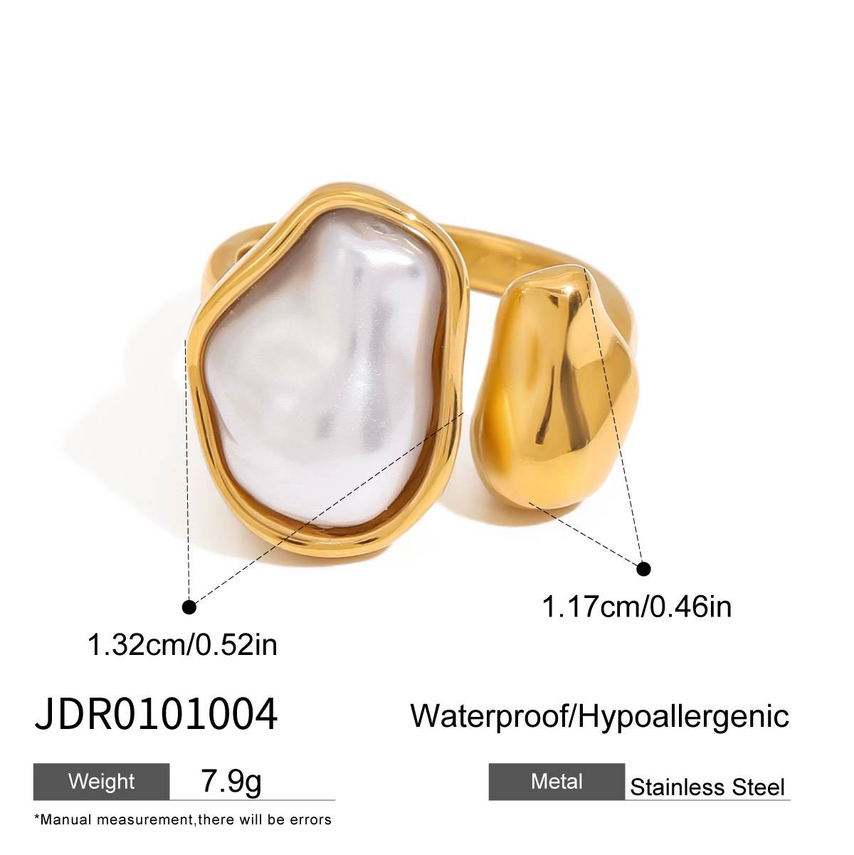 Imitation Baroque Pearl Ring Titanium Steel Non-Fading Hand Jewelry Light Luxury High-End Feel Stainless Steel Autumn Winter Accessories for Women