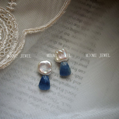 Natural  Pearl Turquoise Pink Crystal Amethyst Irregular 925 Silver Needle Irregular Earrings Ear Jewelry