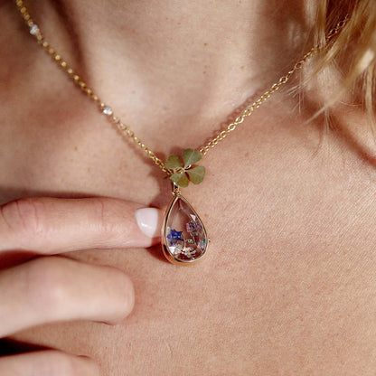 Ocean Heart Openable DIY gold Necklace Water Drop Pendant European and American Niche Cute Small Item Collarbone Chain Color Retention